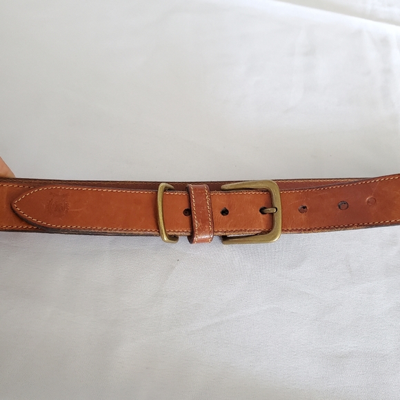 Vtg Tommy Hilfiger Men's 40 L/XL Genuine Leather Tan Dress Belt Brass Buckle USA - Picture 11 of 12